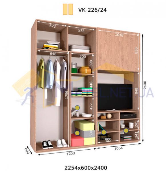 Комплект шкафов с полкой под телевизор VК-226/24 (2260*600)